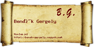 Benák Gergely névjegykártya